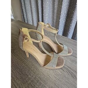 Kelly & Katie Courtnee Rose Gold Sequined Ankle Strap Heels Women's Size 6.5